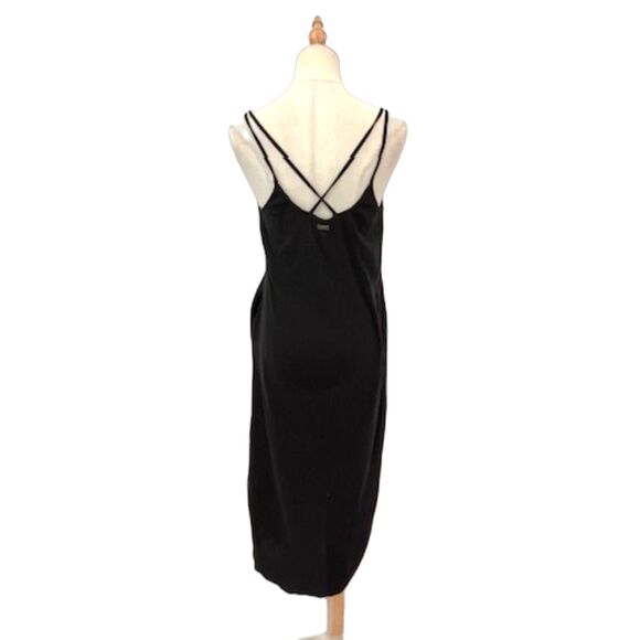 Pact Black Midi Dress Organic Cotton Gauze Strappy Back XS Maxi Pockets Sundress - Picture 3 of 9